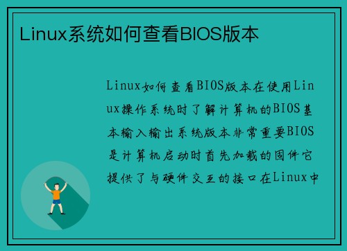 Linux系统如何查看BIOS版本
